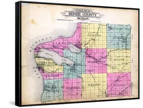 1915, Benzie County Outline Map, Michigan, United States-null-Framed Stretched Canvas
