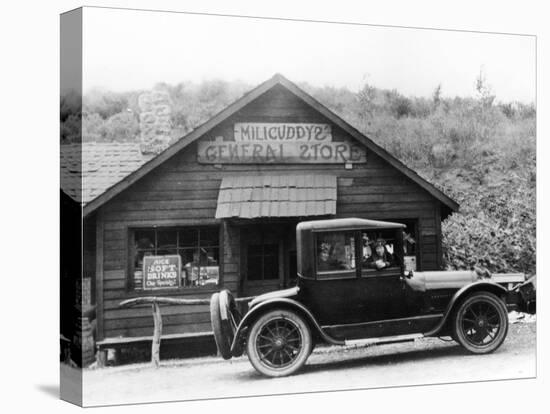 1916 Cadillac V8 Car, Parked Outside a General Store, USA, (C.191)-null-Stretched Canvas