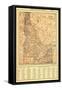 1917, Idaho State Map 1917, Idaho, United States-null-Framed Stretched Canvas