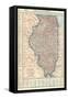 1917, Illinois State Map 1917, Illinois, United States-null-Framed Stretched Canvas