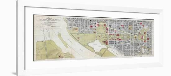 1917, Washington D.C. 1917c Public Buildings Wall Map, District of Columbia, United States-null-Framed Giclee Print