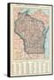 1917, Wisconsin State Map 1917, Wisconsin, United States-null-Framed Stretched Canvas