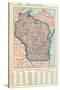 1917, Wisconsin State Map 1917, Wisconsin, United States-null-Stretched Canvas