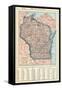 1917, Wisconsin State Map 1917, Wisconsin, United States-null-Framed Stretched Canvas