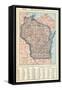 1917, Wisconsin State Map 1917, Wisconsin, United States-null-Framed Stretched Canvas