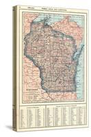 1917, Wisconsin State Map 1917, Wisconsin, United States-null-Stretched Canvas