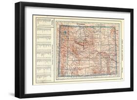 1917, Wyoming State Map, Wyoming, United States-null-Framed Giclee Print