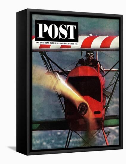 "1918 Fokker D-7," Saturday Evening Post Cover, May 18, 1963-John Zimmerman-Framed Stretched Canvas