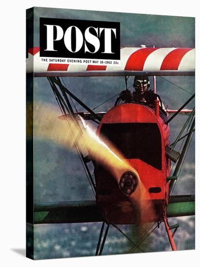 "1918 Fokker D-7," Saturday Evening Post Cover, May 18, 1963-John Zimmerman-Stretched Canvas