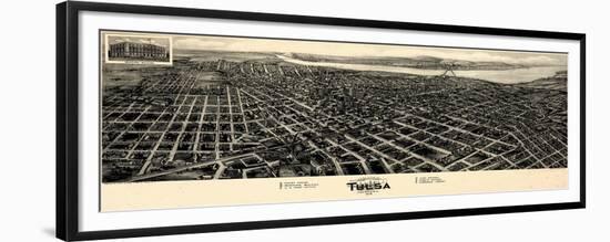 1918, Tulsa Bird's Eye View, Oklahoma, United States-null-Framed Premium Giclee Print