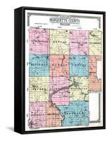 1919, Marquette County Map - Outline, Wisconsin, United States-null-Framed Stretched Canvas