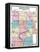 1919, Marquette County Map - Outline, Wisconsin, United States-null-Framed Stretched Canvas