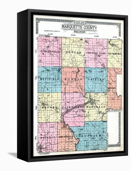 1919, Marquette County Map - Outline, Wisconsin, United States-null-Framed Stretched Canvas