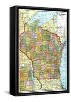 1919, State Map, Wisconsin, United States-null-Framed Stretched Canvas