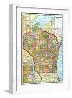 1919, State Map, Wisconsin, United States-null-Framed Giclee Print