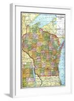 1919, State Map, Wisconsin, United States-null-Framed Giclee Print