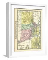 191x, Rhode Island State Map With Providence Inset, Rhode Island, United States-null-Framed Giclee Print