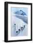 1920s 1930s FIVE ANONYMOUS MEN SKIING DOWN SNOW COVERED ALPS SWITZERLAND-H. Armstrong Roberts-Framed Photographic Print