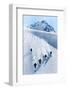 1920s 1930s FIVE ANONYMOUS MEN SKIING DOWN SNOW COVERED ALPS SWITZERLAND-H. Armstrong Roberts-Framed Photographic Print