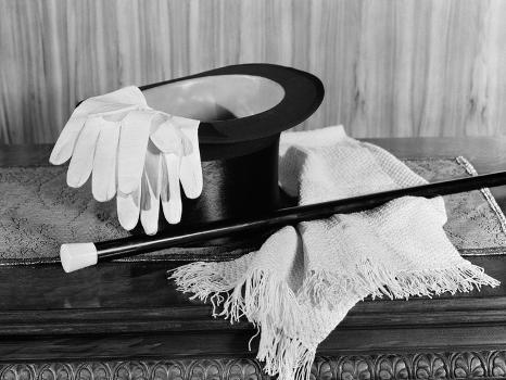 1920s 1930s MAN'S FORMAL EVENING WEAR TOP HAT WHITE GLOVES SCARF AND CANE  FOR NIGHT ON THE TOWN' Photographic Print - Panoramic Images |  AllPosters.com