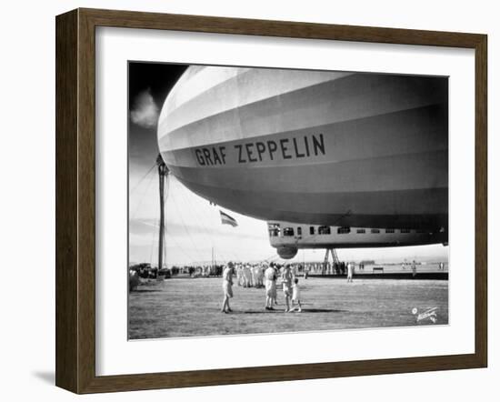 1920s-1930s People Looking at Gondola of Graf Zeppelin LZ-127 German Rigid Lighter Than Air Airship-null-Framed Premium Photographic Print