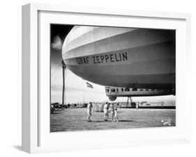 1920s-1930s People Looking at Gondola of Graf Zeppelin LZ-127 German Rigid Lighter Than Air Airship-null-Framed Premium Photographic Print