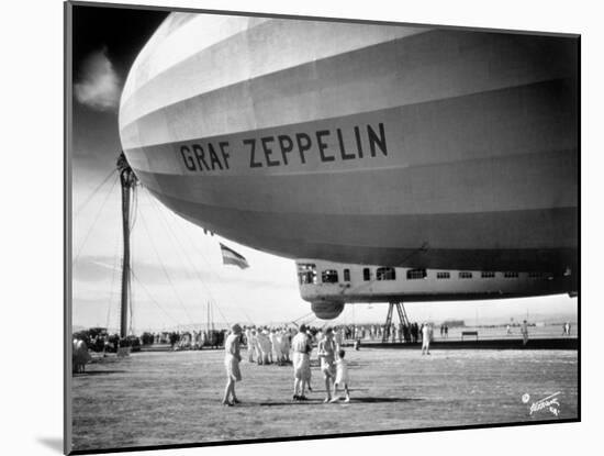 1920s-1930s People Looking at Gondola of Graf Zeppelin LZ-127 German Rigid Lighter Than Air Airship-null-Mounted Premium Photographic Print