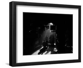 1920s-1930s Silhouetted People Mysterious Orient Dramatic Moody Backlit Street Scene in Old China-null-Framed Photographic Print