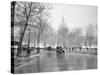 1920s-1930s the Capitol Building and Old Car Traffic in Winter Washington DC-null-Stretched Canvas