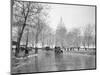 1920s-1930s the Capitol Building and Old Car Traffic in Winter Washington DC-null-Mounted Photographic Print