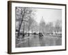 1920s-1930s the Capitol Building and Old Car Traffic in Winter Washington DC-null-Framed Photographic Print