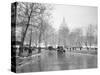 1920s-1930s the Capitol Building and Old Car Traffic in Winter Washington DC-null-Stretched Canvas
