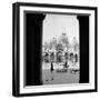 1920s 1930s VIEW THROUGH DOORWAY TO PEOPLE FEEDING PIGEONS IN FRONT OF ST. MARKS CATHEDRAL VENIC...-H. Armstrong Roberts-Framed Photographic Print