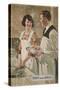 1920s American Banking Poster, Couple Washing Dishes-null-Stretched Canvas