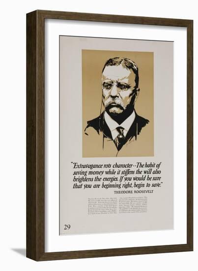 1920s American Banking Poster, Extravagence Rots Character, Teddy Roosevelt-null-Framed Giclee Print