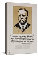 1920s American Banking Poster, Extravagence Rots Character, Teddy Roosevelt-null-Stretched Canvas