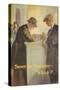 1920s American Banking Poster Saver or Spender Which?-null-Stretched Canvas