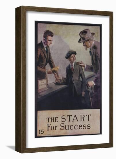 1920s American Banking Poster, the Start for Success-null-Framed Giclee Print