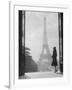 1920s Anonymous Silhouetted Woman Standing in Profile in the Trocadero across the Seine-null-Framed Photographic Print