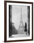 1920s Anonymous Silhouetted Woman Standing in Profile in the Trocadero across the Seine-null-Framed Photographic Print
