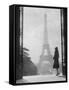 1920s Anonymous Silhouetted Woman Standing in Profile in the Trocadero across the Seine-null-Framed Stretched Canvas