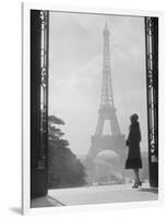 1920s Anonymous Silhouetted Woman Standing in Profile in the Trocadero across the Seine-null-Framed Photographic Print