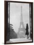 1920s Anonymous Silhouetted Woman Standing in Profile in the Trocadero across the Seine-null-Framed Photographic Print