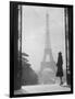 1920s Anonymous Silhouetted Woman Standing in Profile in the Trocadero across the Seine-null-Framed Photographic Print