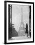 1920s Anonymous Silhouetted Woman Standing in Profile in the Trocadero across the Seine-null-Framed Photographic Print