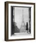 1920s Anonymous Silhouetted Woman Standing in Profile in the Trocadero across the Seine-null-Framed Photographic Print