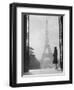 1920s Anonymous Silhouetted Woman Standing in Profile in the Trocadero across the Seine-null-Framed Photographic Print