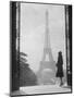 1920s Anonymous Silhouetted Woman Standing in Profile in the Trocadero across the Seine-null-Mounted Photographic Print