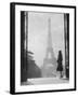 1920s Anonymous Silhouetted Woman Standing in Profile in the Trocadero across the Seine-null-Framed Premium Photographic Print