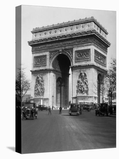 1920s Arc De Triomphe with Cars Paris, France-null-Stretched Canvas